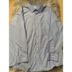 Brooks Brothers Non Iron Dress Shirt Mens 18x34/35 (XXL) Blue Plaid Long Sleeve